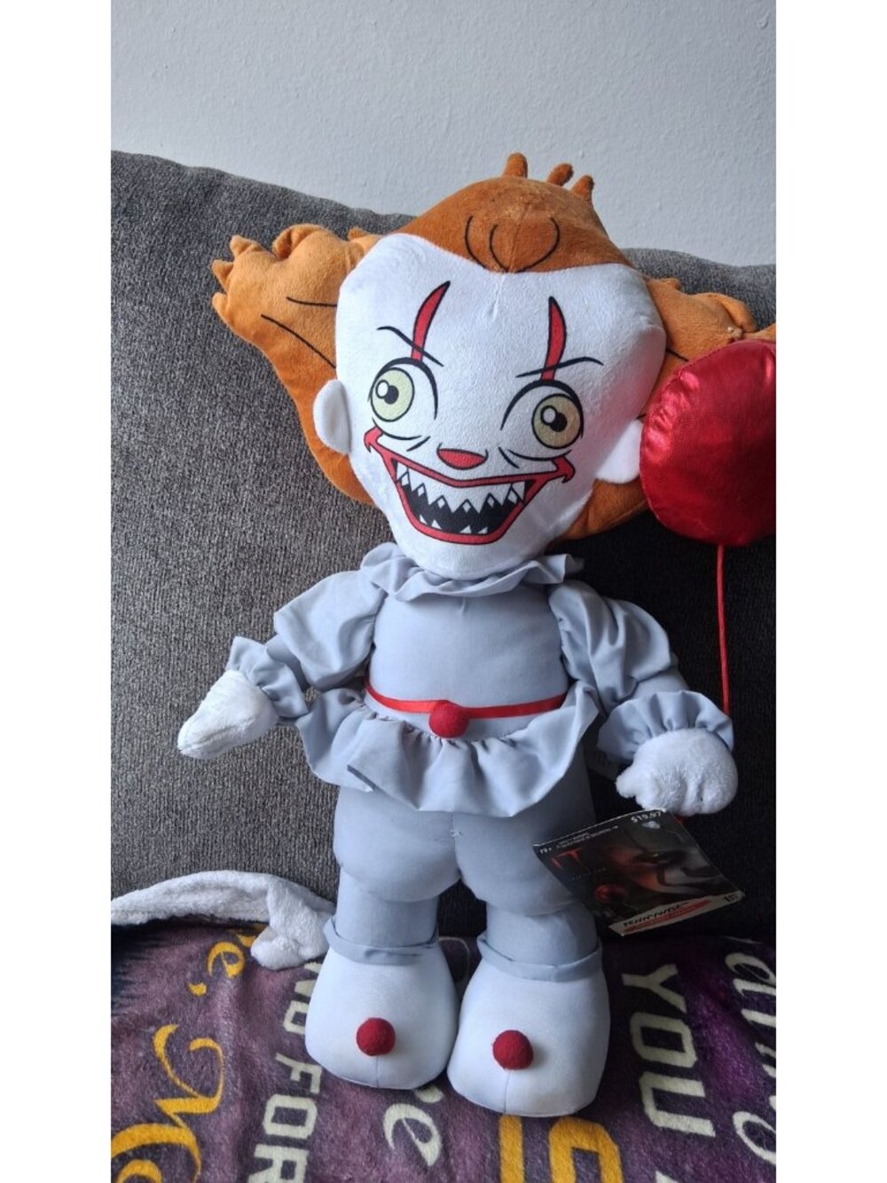 IT movie 24” Pennywise with Red Balloon PLUSH Door Greeter Halloween -